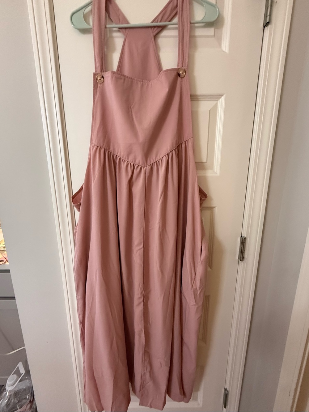 Plus Size Pink Pinafore Apron Jumpsuit Dress Pockets 5XL, New With Tags